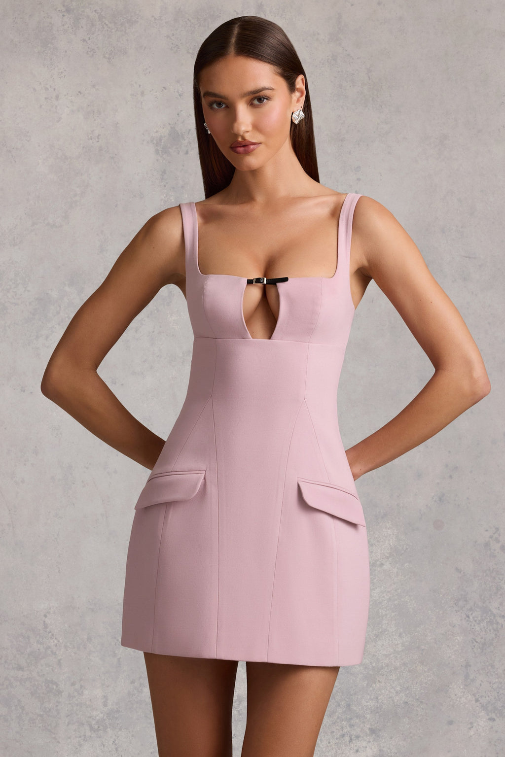 Cut-Out Structured A-Line Mini Dress in Mauve